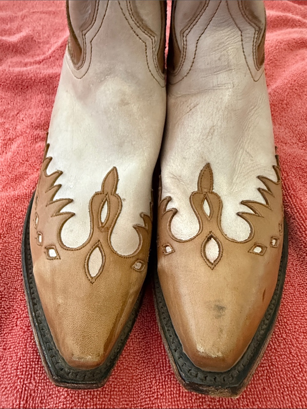 Women’s Dan Post Two-Tone Brown and Cream Leather Western Boots